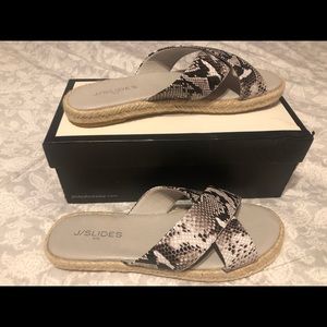 Jslides snake print sandals size 9 new !